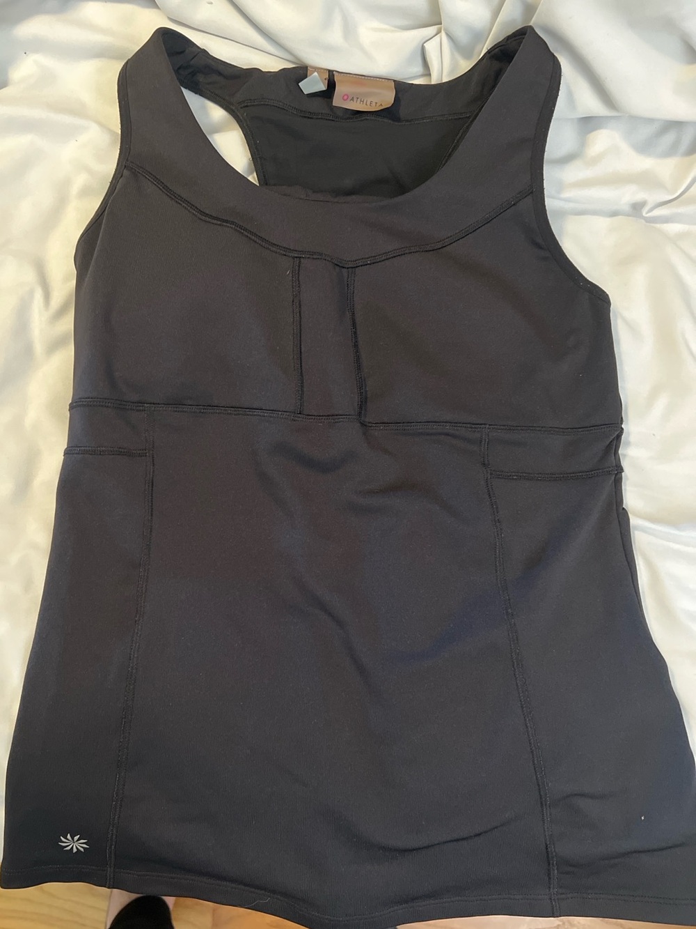 #293 Athleta Black Built-In Bra Shelf Bra Athletic Tank Top Women’s Medium EUC